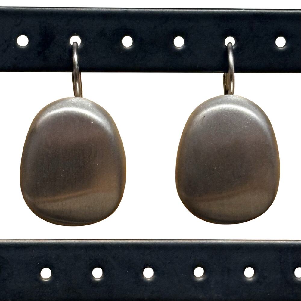 Sterling Silver Matte Earrings Modernist Made in Italy